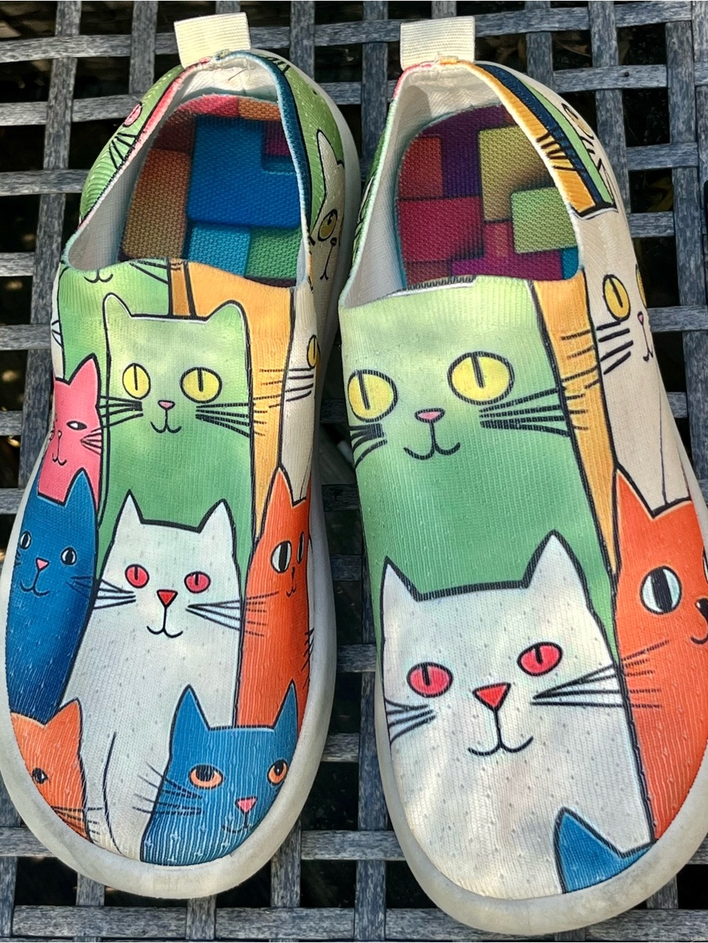 Kids Slip-On Canvas Shoes with Colorful Cat Print